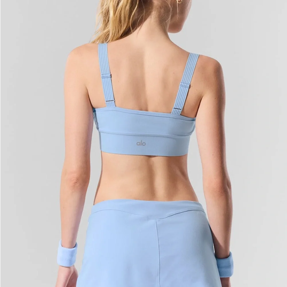 NWT Alo Yoga‎ Alosoft Serve It Up Bra Seashell Blue Large